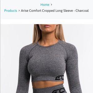 Echt arise comfort cropped long sleeve top charcoal large